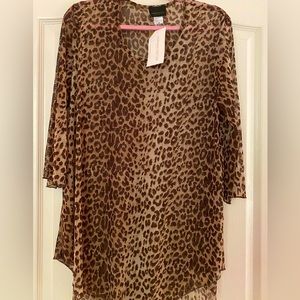 Sheer Leopard Print Swimsuit Cover or Tunic.